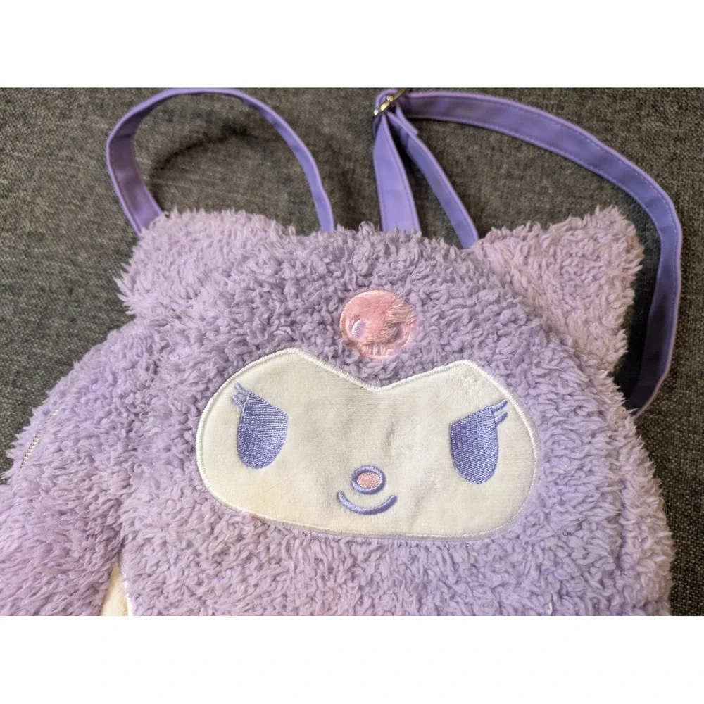 Loungefly Kuromi Purple Fuzzy Sherpa Mini Sanrio Backpack Adjustable Straps